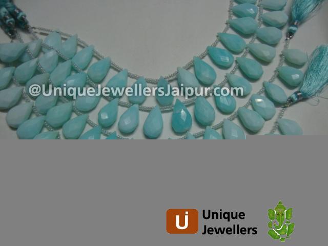 Blue Opel Faceted Pear Beads